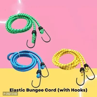 DRS High Strength Elastic Bungee/Shock Cord Cables Luggage Tying Rope with Hooks (Multicolour)-thumb3