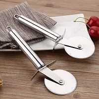 Stainless Steel Pizza Cutter DRS, Pastry Cake Slicer, Sharp, Wheel Type Pizza Cutter Stainless Steel, Pizza Cutter Knife, Kitchen Tool,Sandwich  Pastry Cake Cycle Cutter, Sharp-thumb1