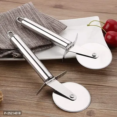 Stainless Steel Pizza Cutter DRS, Pastry Cake Slicer, Sharp, Wheel Type Pizza Cutter Stainless Steel, Pizza Cutter Knife, Kitchen Tool,Sandwich  Pastry Cake Cycle Cutter, Sharp-thumb2