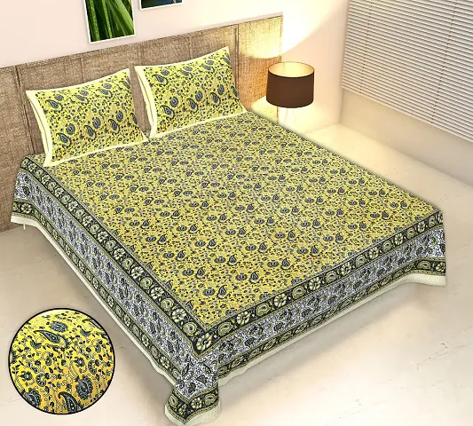 Cotton Boota Printed Hand Block Design King Size Bedsheets