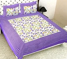 Comfortable Cotton Printed Flat Bedsheet with Two Pillow Covers-thumb1