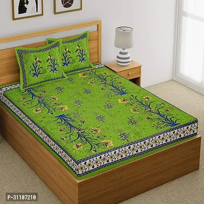 Comfortable Cotton Printed Double Bedsheet With Pillow Covers-thumb0