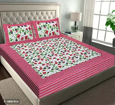 Comfortable Red Cotton Double 1 Bedsheet + 2 Pillowcovers