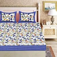 Comfortable Cotton Printed Double Bedsheet With Pillow Covers-thumb1