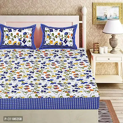 Comfortable Cotton Printed Double Bedsheet With Pillow Covers-thumb2