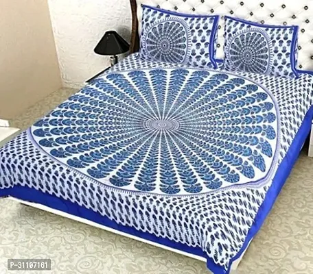 Comfortable Cotton Printed Double Bedsheet With Pillow Covers-thumb0