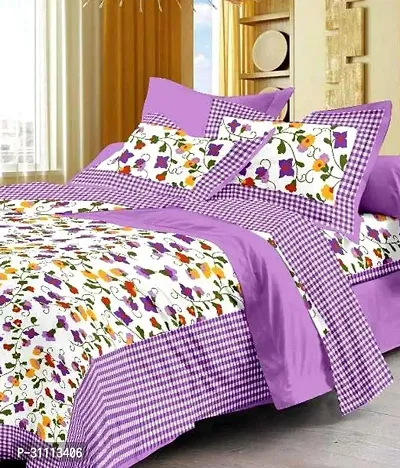 Comfortable Cotton Printed Double Bedsheet with Two Pillow Covers-thumb0