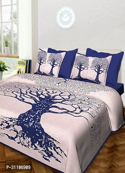 Stylish Cotton Double 1 Bedsheet + 2 Pillowcovers