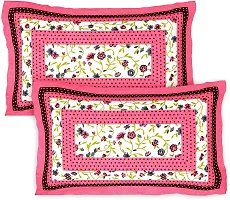 Stylish Pink Cotton Printed One Double Bedsheet With Two Pillowcovers-thumb3