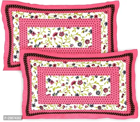 Stylish Pink Cotton Printed One Double Bedsheet With Two Pillowcovers-thumb4