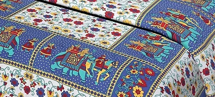 Stylish Multicoloured Cotton Printed One Double Bedsheet With Two Pillowcovers-thumb1