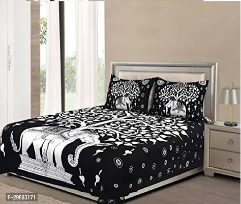 Comfortable Cotton Printed Double Bedsheet With 2 Pillow Covers-thumb0