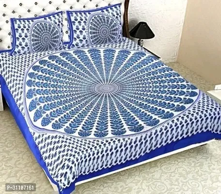 Comfortable Cotton Printed Double Bedsheet With Pillow Covers-thumb2