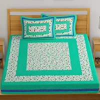 Comfortable Cotton Printed Flat Bedsheet with Two Pillow Covers-thumb1