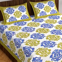 Stylish Multicoloured Cotton Printed One Double Bedsheet With Two Pillowcovers-thumb1