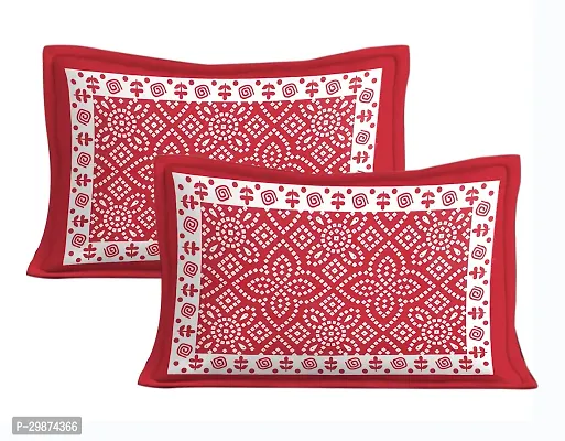 Stylish Red Cotton Printed One Double Bedsheet With Two Pillowcovers-thumb3