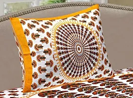 Beautiful Yellow Cotton Printed Double Size 1 Bedsheet + 2 Pillowcovers-thumb1