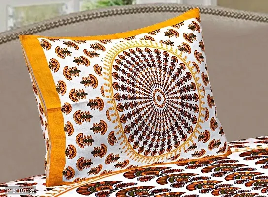 Beautiful Yellow Cotton Printed Double Size 1 Bedsheet + 2 Pillowcovers-thumb2