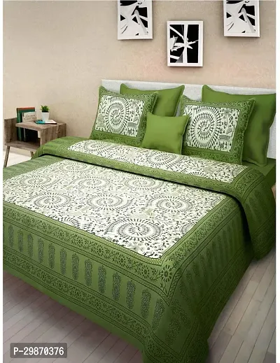 Comfortable Cotton Printed Flat Bedsheet with Two Pillow Covers-thumb0