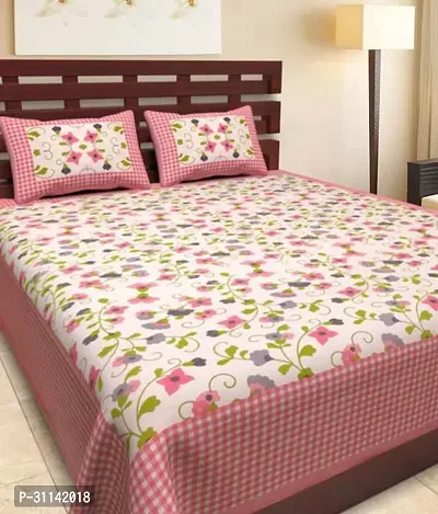 Stylish Cotton Double 1 Bedsheet + 2 Pillowcovers-thumb0