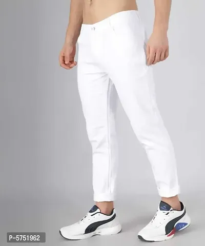 Men White Slim Fit Jeans-thumb3