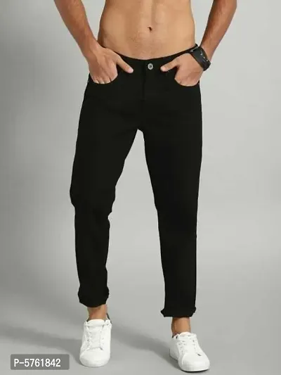 Men Black Slim Fit Stretchable Jeans-thumb0