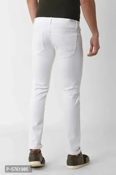 Men White Slim Fit Jeans-thumb2