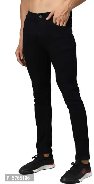 Men's Denim Black Knee Cut Slim Fit Jeans-thumb0