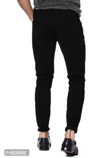 Men's Denim Black Knee Cut Jeans-thumb2