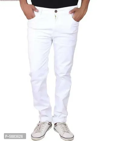 Men White Slim Fit Jeans-thumb0