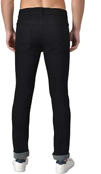 Men Black Knee Cut Slim Fit Jeans-thumb1