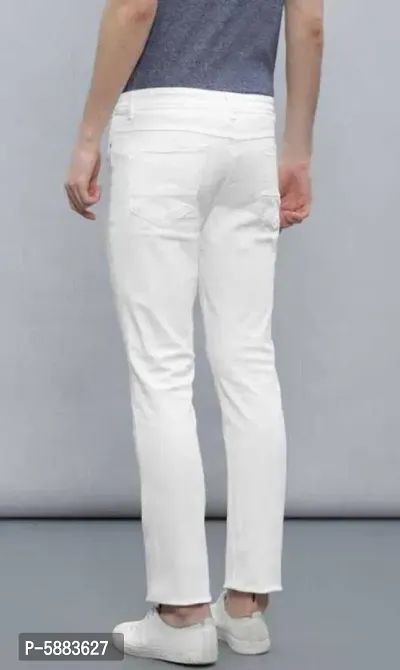 Men White Slim Fit Jeans-thumb2