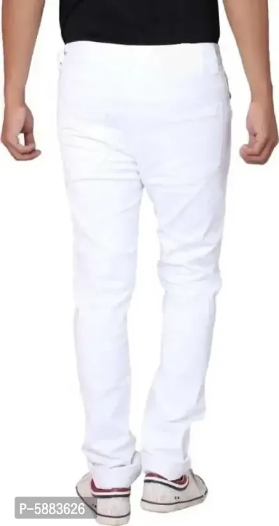 Men White Slim Fit Jeans-thumb2