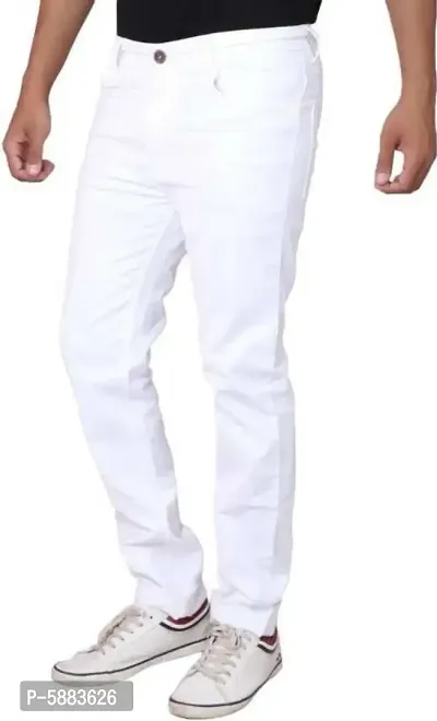 Men White Slim Fit Jeans-thumb3