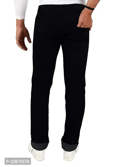 Stylish Men Black Printed Knee Cut Slim Fit Jeans-thumb2