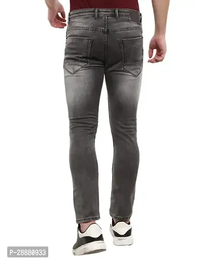Stylish Denim Solid Grey Slim Fit Jeans For Men-thumb2