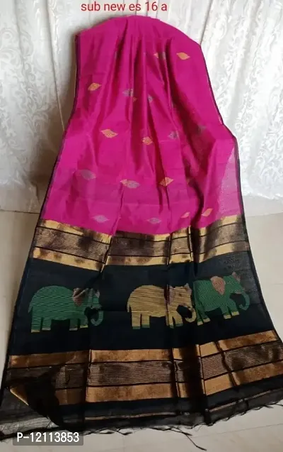 Beautiful Cotton Silk Bengal Handloom Saree With Blouse Piece For Women-thumb0