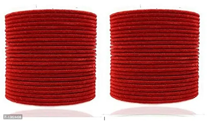 Hemnar Glass Velvet Beautiful Bangles Set for Women and Girls with Matching Colours On Ocassion of Birthdays, Parties & Functions - (Pack of 24 Bangles) (Red, 2.4)-thumb3