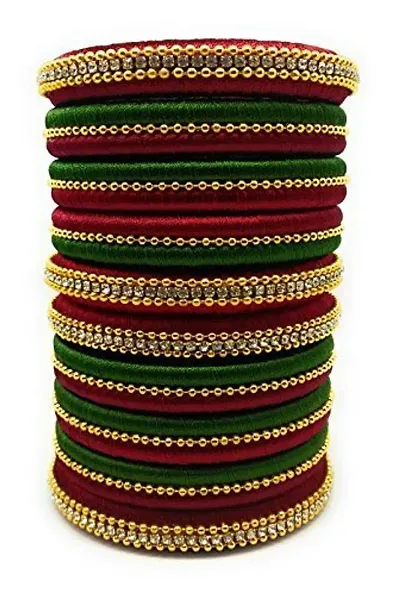 Elegant Silk Thread Bangles Set For Women