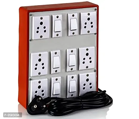 Brown Multi Outlet Electrical Extension Switch Board Anchor Sockets (5A) and Anchor Switches(5A)-4yard Long Wire Power Strip (6 Switches + 6 Sockets)-thumb0