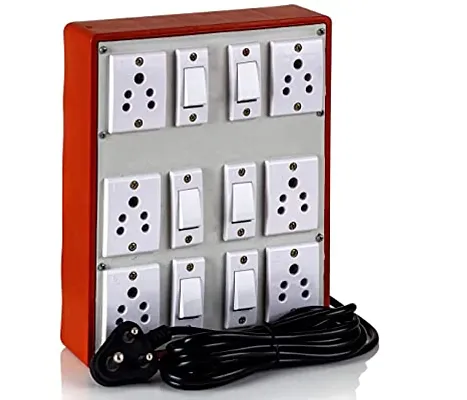 Brown Multi Outlet Electrical Extension Switch Board Anchor Sockets (5A) and Anchor Switches(5A)-4yard Long Wire Power Strip (6 Switches + 6 Sockets)