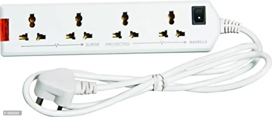 10V Heavy Duty 6A Four-Way 2400W Extension Board and Wire (White) -1.5 Meter-thumb0
