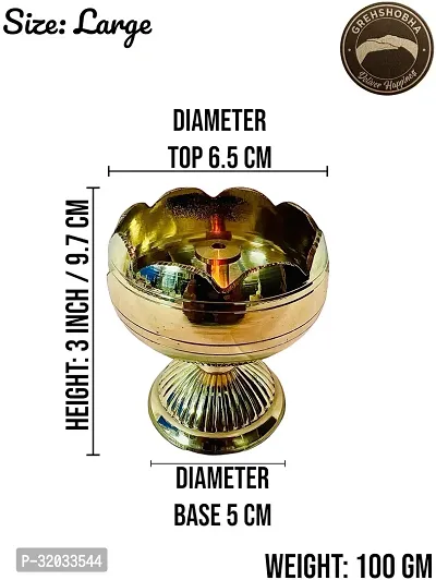 Grehshobha Pure Brass Tomato Nanda Diya for Puja Brass Pack of 2 Table Diya Set Height 3 inch-thumb3