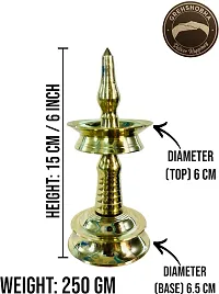 Grehshobha Brass Gold Toned Textured Kerala Fancy Nilavilakku  Kuthu Vilakku  Small Size Brass Table Diya Height 6 inch-thumb2