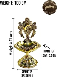 Grehshobha Brass Shankh Chakra Aarti Diya  Shell Chakra  Deepam 11 cm 100 gm  Pack of 2 Brass Pack of 2 Table Diya Set Height 4.35 inch-thumb2