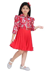 Stylish Red Silk Blend Printed Frocks For Girl-thumb2