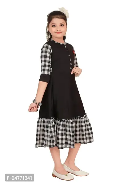 JUHI FASHIONS Black Frock for Girls-thumb3