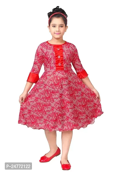 JUHI FASHIONS Floral Printed Frock for Girls-thumb0