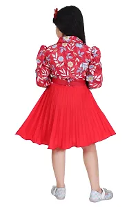 Stylish Red Silk Blend Printed Frocks For Girl-thumb1