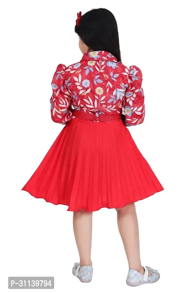 Stylish Red Silk Blend Printed Frocks For Girl-thumb2